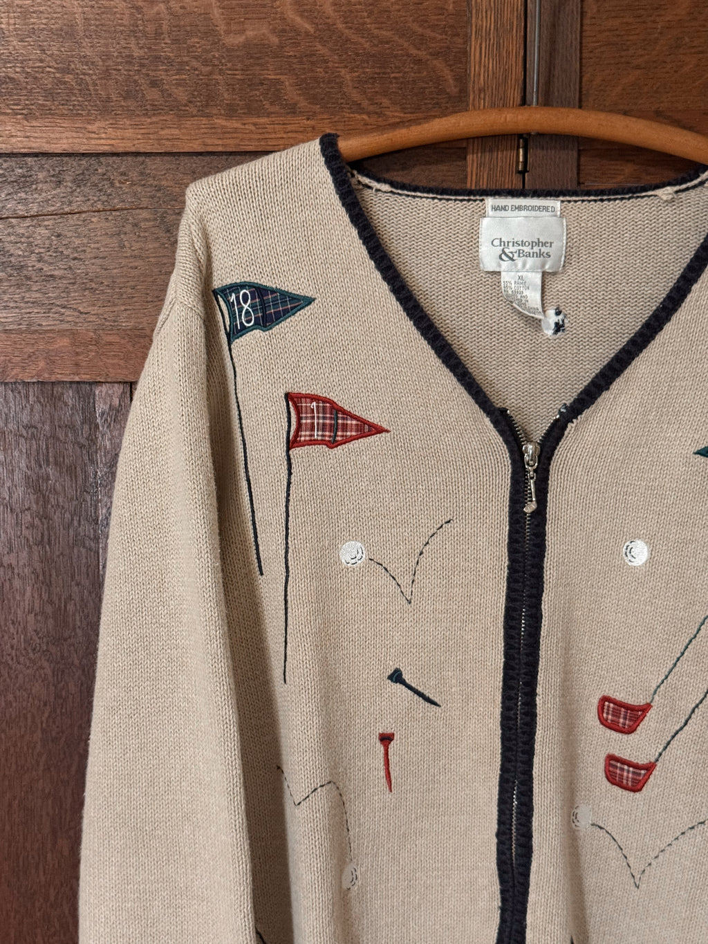 Christopher & Banks Golf Embroidered Cardigan