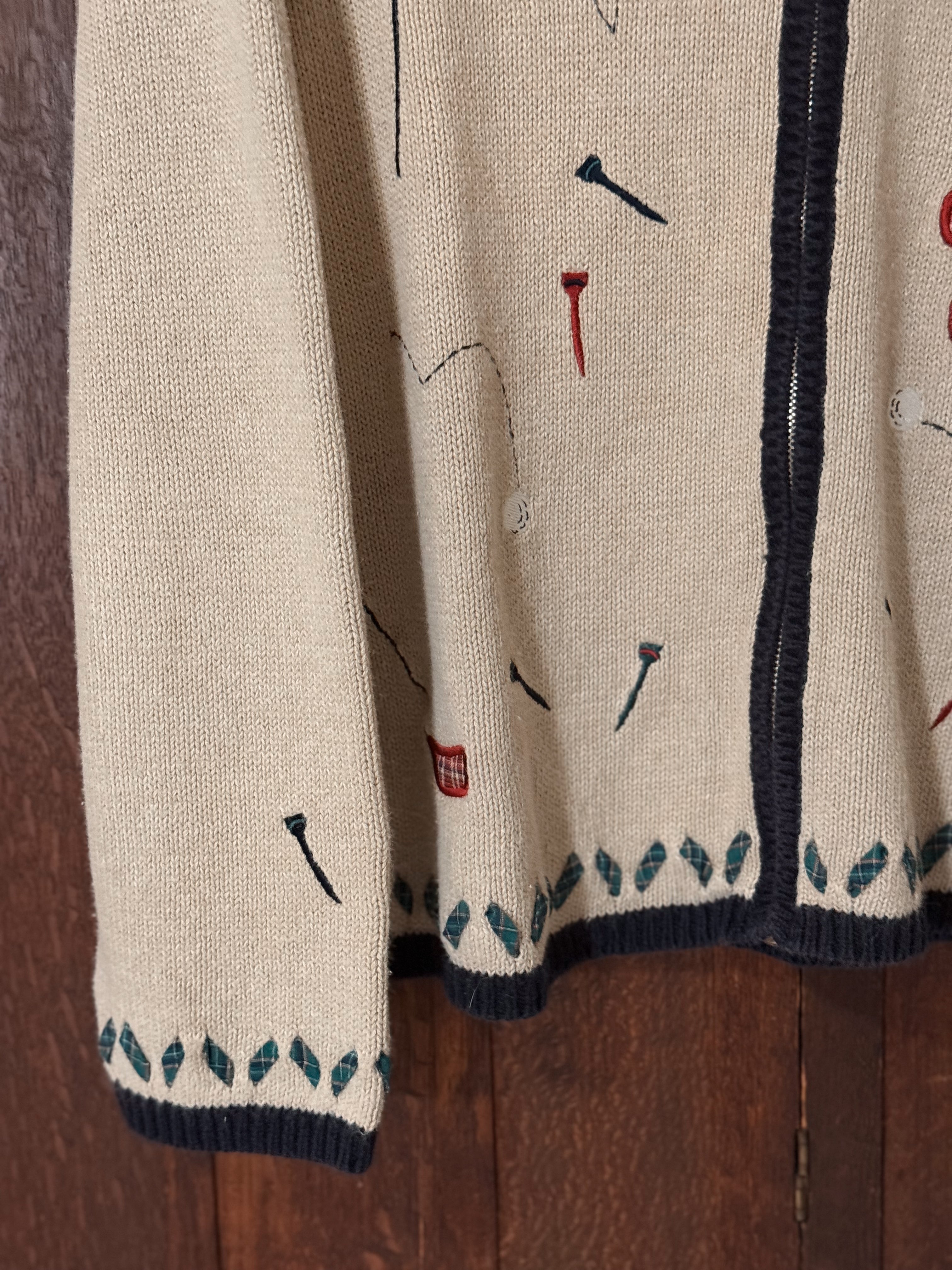 Christopher & Banks Golf Embroidered Cardigan