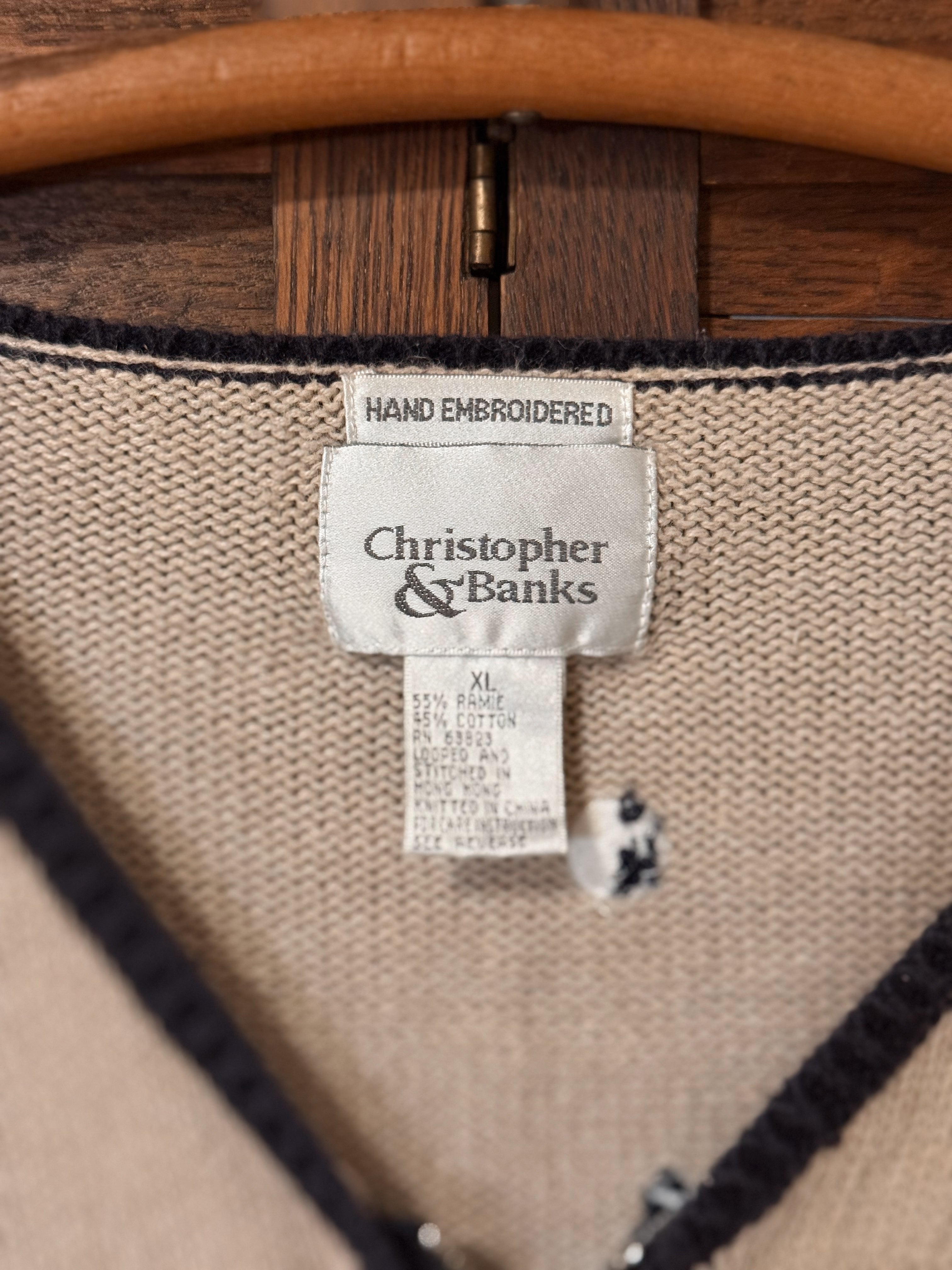 Christopher & Banks Golf Embroidered Cardigan