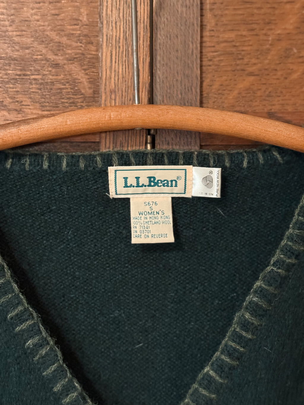 L.L.Bean Shetland Wool Embroidered Cardigan
